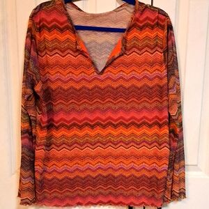 Multicolor Zigzag Patterned Women's Top